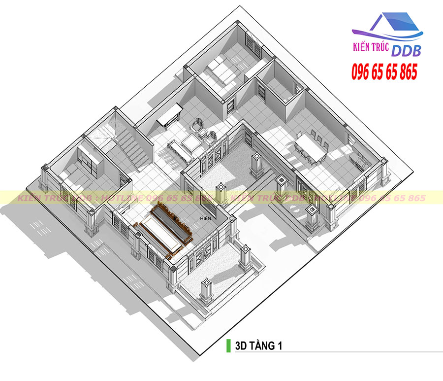 mẫu biệt thự 2 tầng mái thái chữ U