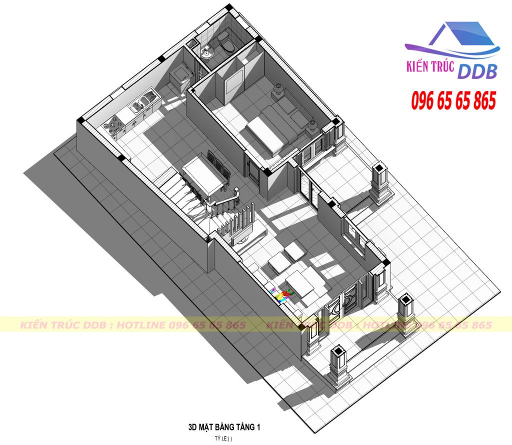 biệt thự chữ L 2 tầng tân cổ