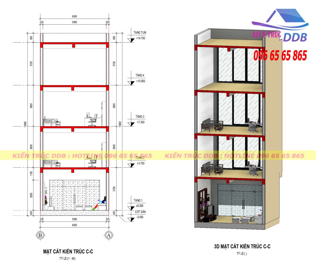 công năng nhà phố mặt tiền 6m