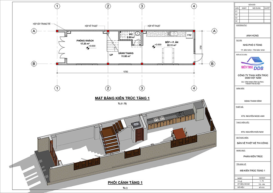 mẫu nhà phố 4 tầng 2 mặt tiền